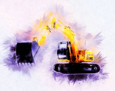 Ekskavatör illüstrasyon izole renk sanat eseri