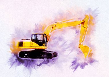 Ekskavatör illüstrasyon izole renk sanat eseri