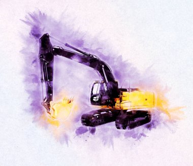 Ekskavatör illüstrasyon izole renk sanat eseri