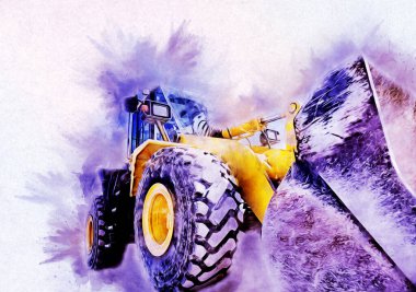 Ekskavatör illüstrasyon izole renk sanat eseri