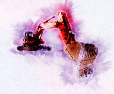 Ekskavatör illüstrasyon izole renk sanat eseri