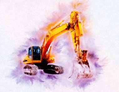 Ekskavatör illüstrasyon izole renk sanat eseri