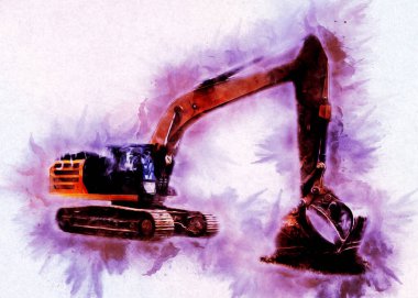 Ekskavatör illüstrasyon izole renk sanat eseri