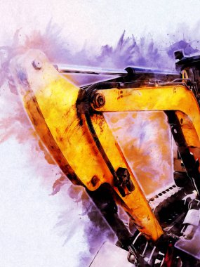 Ekskavatör illüstrasyon izole renk sanat eseri