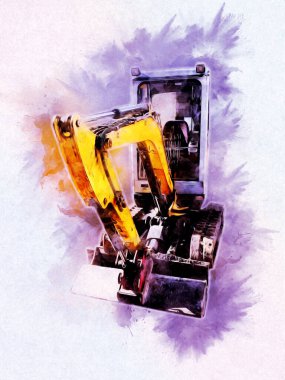 Ekskavatör illüstrasyon izole renk sanat eseri