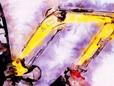 Ekskavatör illüstrasyon izole renk sanat eseri