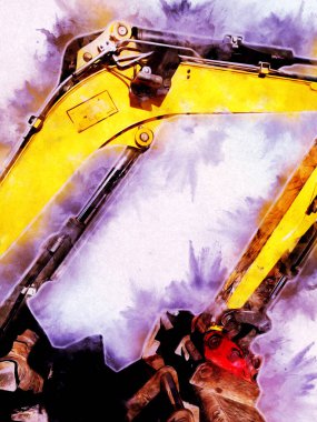 Ekskavatör illüstrasyon izole renk sanat eseri