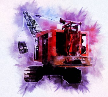 Ekskavatör illüstrasyon izole renk sanat eseri