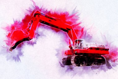 Ekskavatör illüstrasyon izole renk sanat eseri