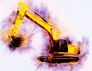 Ekskavatör illüstrasyon izole renk sanat eseri