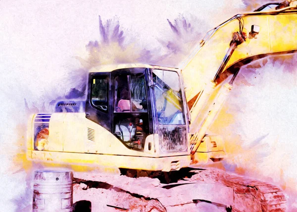 Excavator Illustration Color Isolated Art Work — Stock Photo, Image