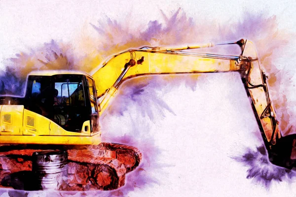 Excavator Illustration Color Isolated Art Work — Stock Photo, Image