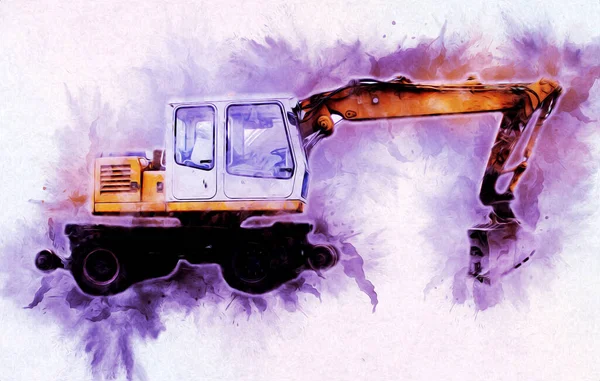 Excavator Illustration Color Isolated Art Work — Stock Photo, Image