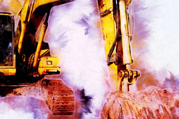 Excavator Illustration Color Isolated Art Work — Stock Photo, Image