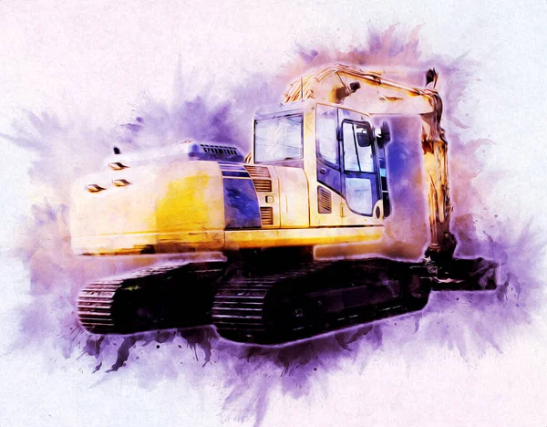 Ekskavatör illüstrasyon izole renk sanat eseri