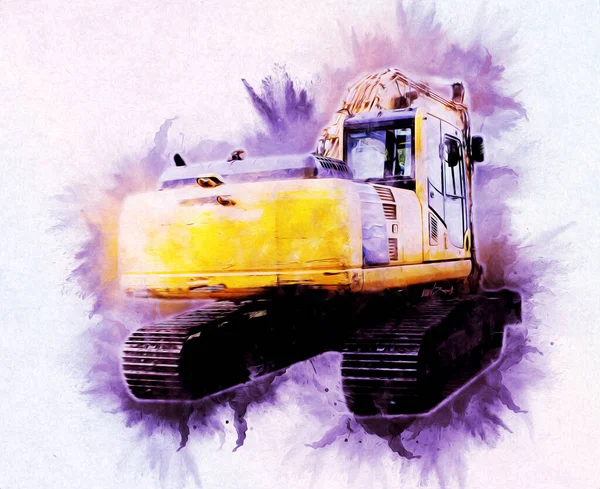 Ekskavatör illüstrasyon izole renk sanat eseri