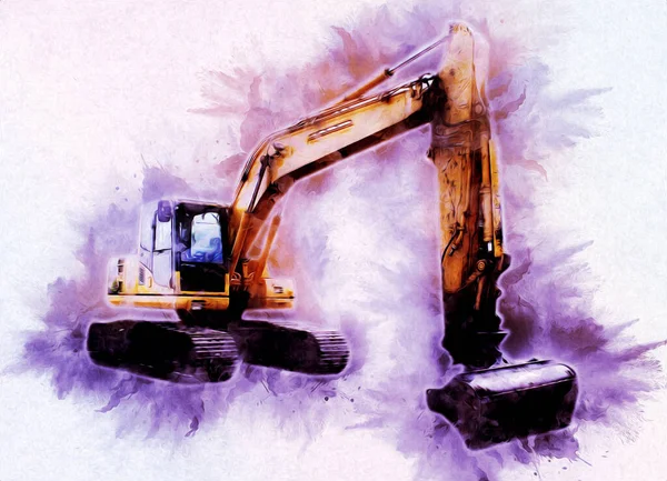 Excavator Ilustrație Culoare Artă Izolată Lucrare — Fotografie, imagine de stoc