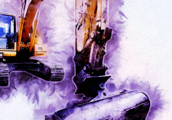 Ekskavatör illüstrasyon izole renk sanat eseri