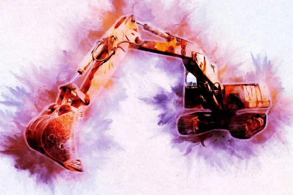 Ekskavatör illüstrasyon izole renk sanat eseri