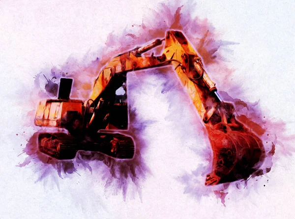 Ekskavatör illüstrasyon izole renk sanat eseri