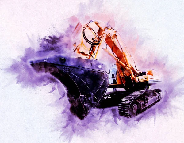 Ekskavatör illüstrasyon izole renk sanat eseri