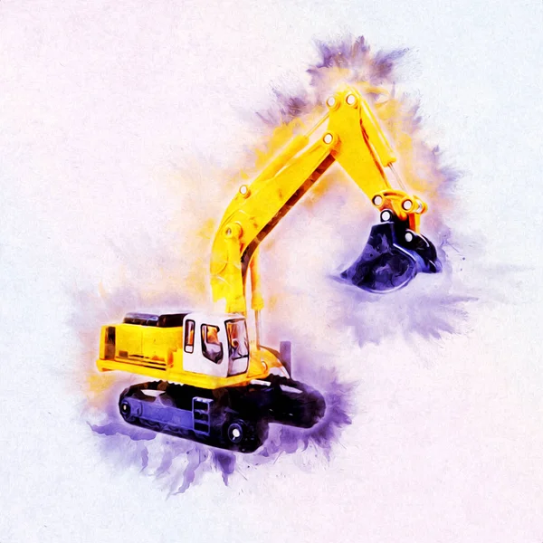 Ekskavatör illüstrasyon izole renk sanat eseri