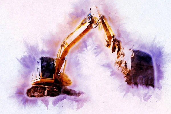 Excavator Illustration Color Isolated Art Work — Stock Photo, Image