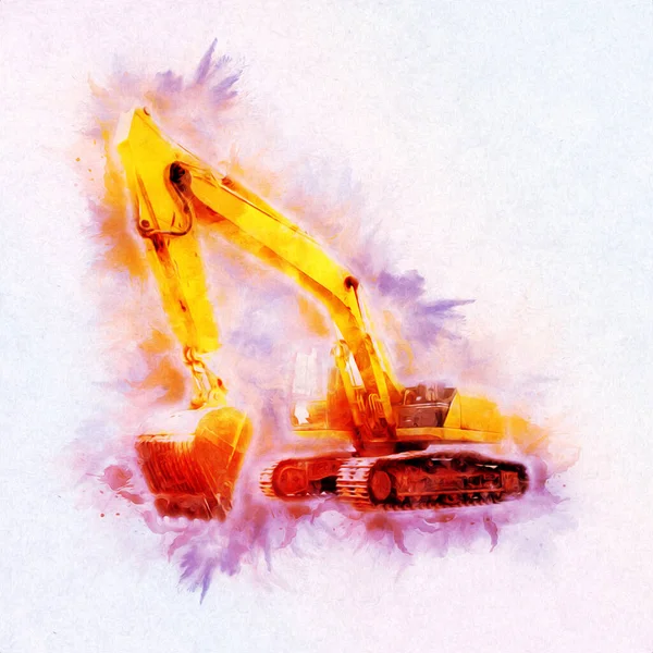 Ekskavatör illüstrasyon izole renk sanat eseri