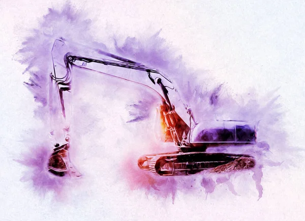 Ekskavatör illüstrasyon izole renk sanat eseri