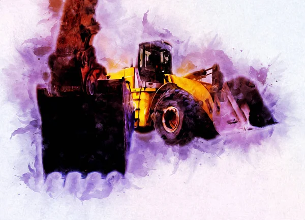 Ekskavatör illüstrasyon izole renk sanat eseri