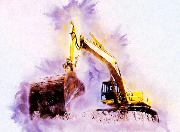 Excavator Illustration Color Isolated Art Work — Stock Photo, Image