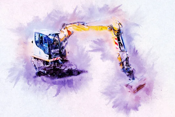 Excavator Illustration Color Isolated Art Work — Stock Photo, Image