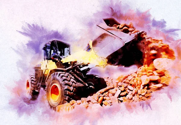 Ekskavatör illüstrasyon izole renk sanat eseri