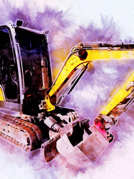 Ekskavatör illüstrasyon izole renk sanat eseri