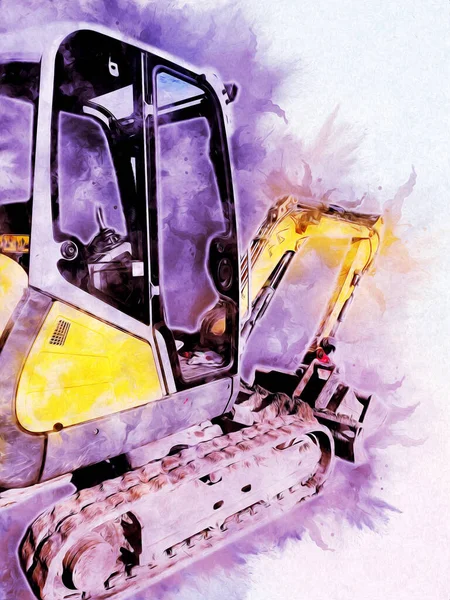 Ekskavatör illüstrasyon izole renk sanat eseri