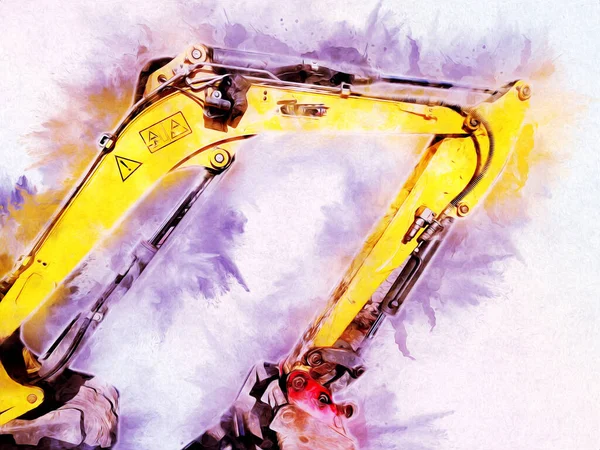 Ekskavatör illüstrasyon izole renk sanat eseri