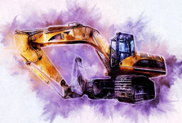 Ekskavatör illüstrasyon izole renk sanat eseri