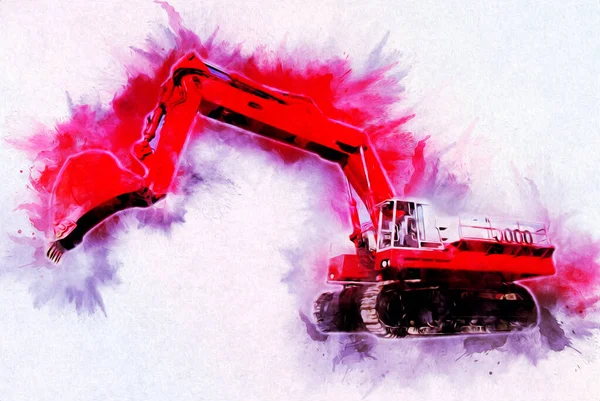 Ekskavatör illüstrasyon izole renk sanat eseri