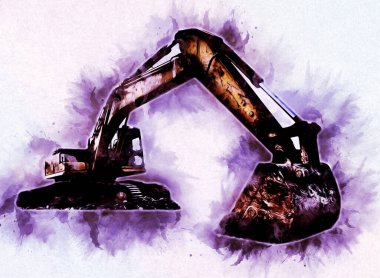 Ekskavatör illüstrasyon izole renk sanat eseri