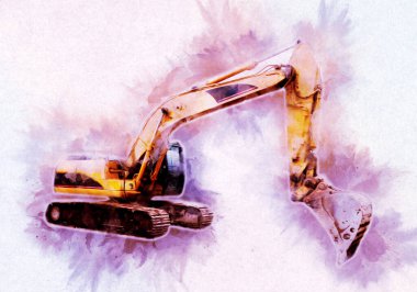 Ekskavatör illüstrasyon izole renk sanat eseri