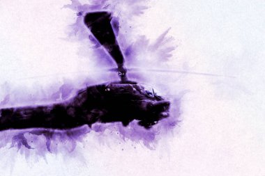 askeri helikopter resim sanatı klasiği çiziyor