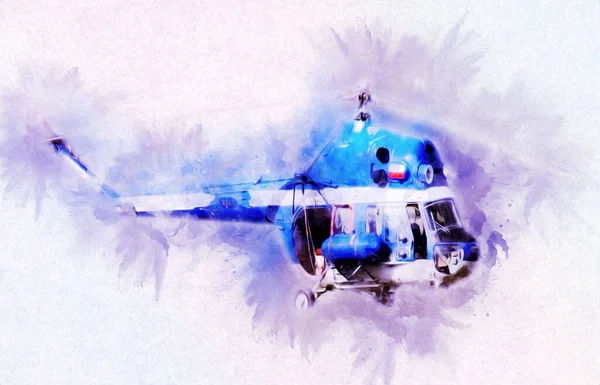 Wojskowy Helikopter Rysunek Ilustracja Sztuka Vintage — Zdjęcie stockowe