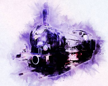 Eski buharlı lokomotif motoru antika