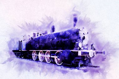 Eski buharlı lokomotif motoru antika