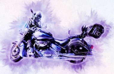 Motosiklet görüntüleme rengi izole edilmiş sanat antika retro