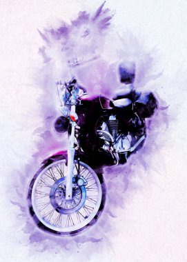 Motosiklet görüntüleme rengi izole edilmiş sanat antika retro
