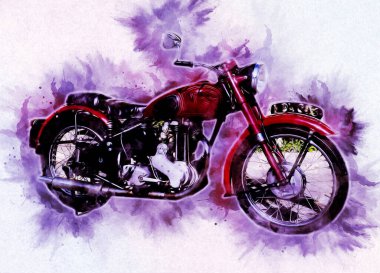 Motosiklet görüntüleme rengi izole edilmiş sanat antika retro