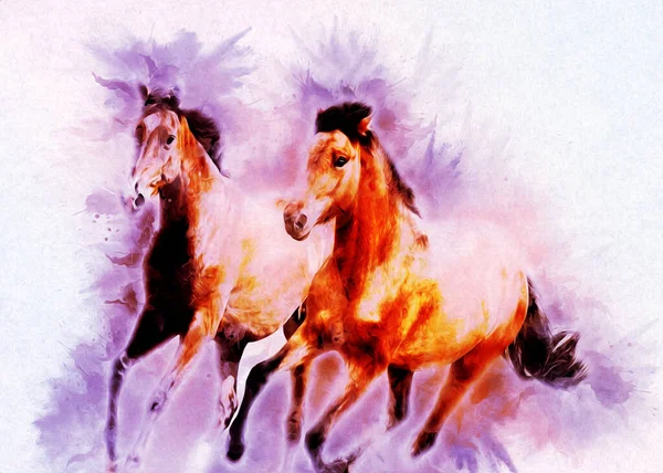 Colorido Caballo Arte Ilustración Grunge Pintura —  Fotos de Stock