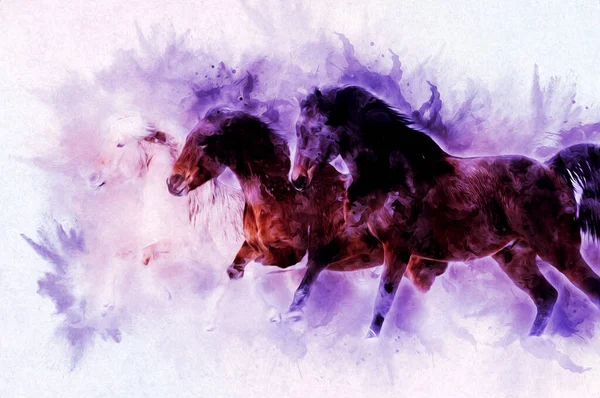 Colorful Horse Art Illustration Grunge Painting — Stock Photo, Image