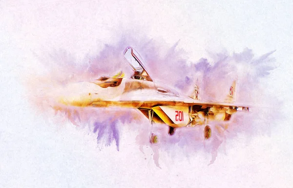 Avion Chasseur Réaction Américain Dessin Illustration Art Vintage — Photo